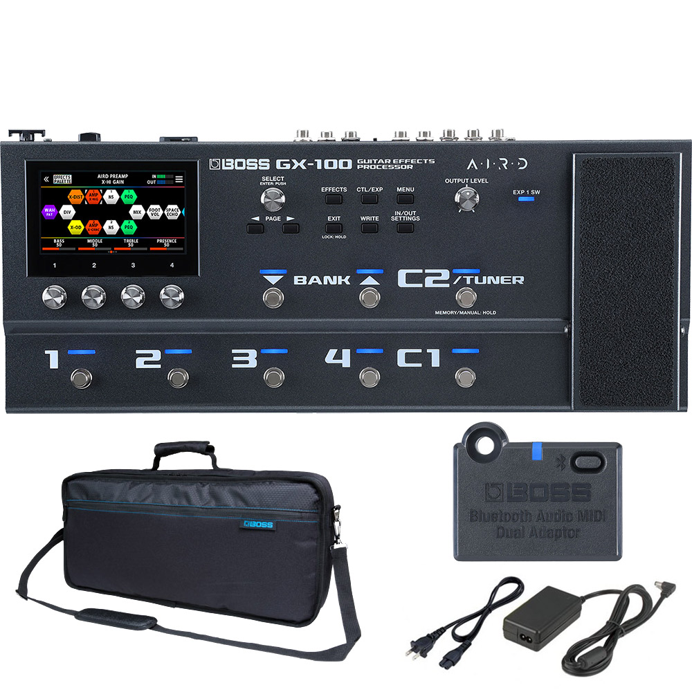 【数量限定!トートバッグプレゼント】 BOSS GX-100 純正ケース 専用Bluetoothアダプターセット マルチエフェクター  ACアダプター同梱 ボス Guitar Effects Processor