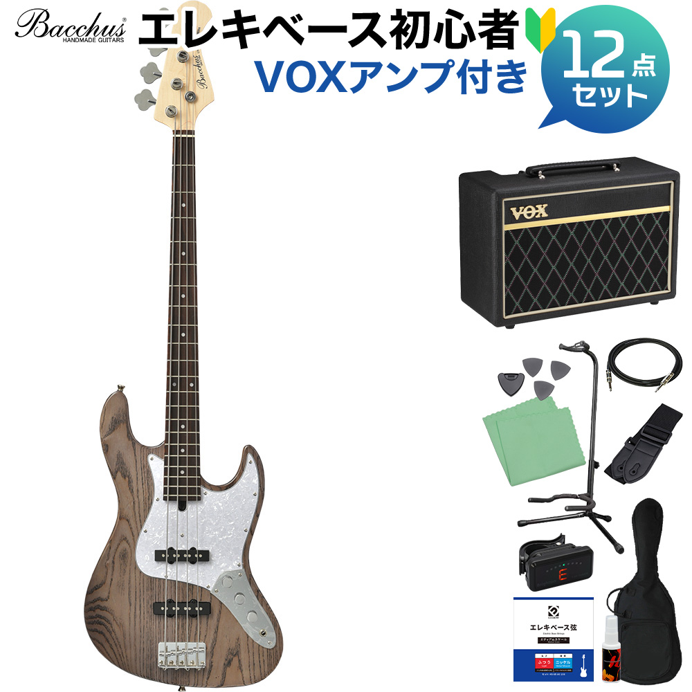 Bacchus WJB-500R ASH CHG-SM ベース 初心者12点セット 【VOXアンプ付