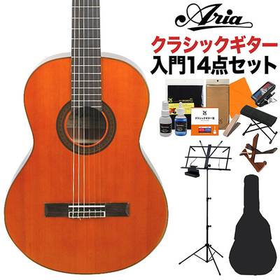ARIA A-20 クラシックギター初心者14点セット 650mm 杉単板／サペリ アリア 