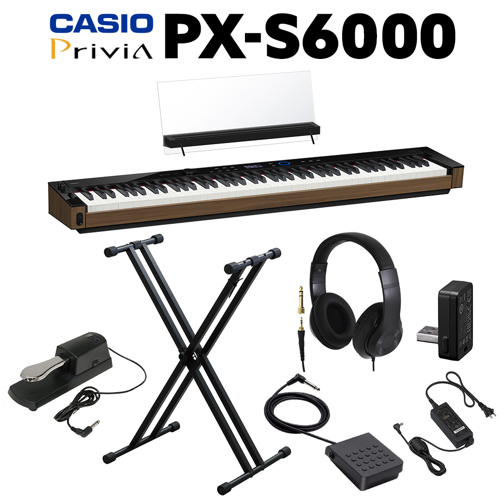 CASIO PX-S6000 BK ブラック 電子ピアノ 88鍵盤 ヘッドホン・Xスタンド ...