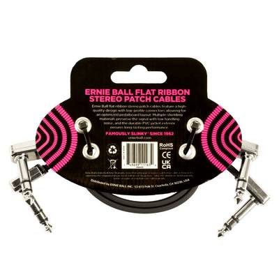 ERNiE BALL 12 Flat Ribbon Stereo Patch Cable 2-Pack Black パッチケーブル 12インチ  アーニーボール P06405