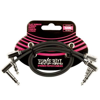 ERNiE BALL 12 Flat Ribbon Stereo Patch Cable 2-Pack Black パッチケーブル 12インチ  アーニーボール P06405