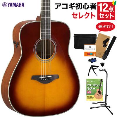 YAMAHA FG-TA BS アコースティックギター 教本付きセレクト12点セット 初心者セット 生音リバーブ エレアコ ヤマハ 