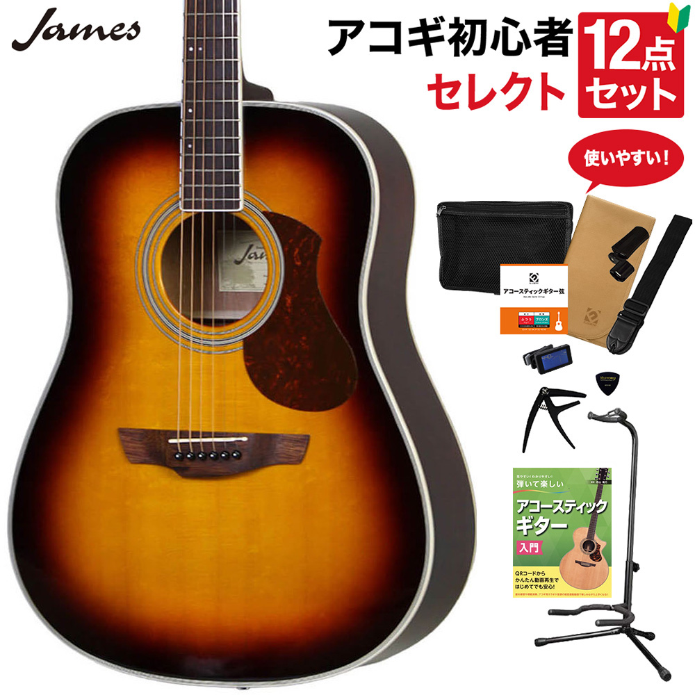 James J-300D BBT アコースティックギター 教本付きセレクト12点セット 