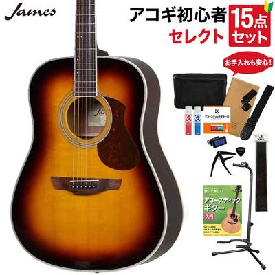 James J-300D BBT アコースティックギター 教本・お手入れ用品付きセレクト15点セット 初心者セット ジェームス 
