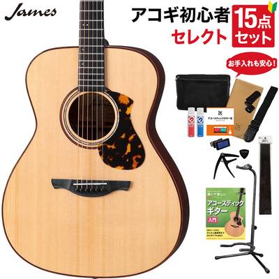 James J-900/S NAT アコースティックギター 教本・お手入れ用品付きセレクト15点セット 初心者セット エレアコ オール単板 ジェームス 