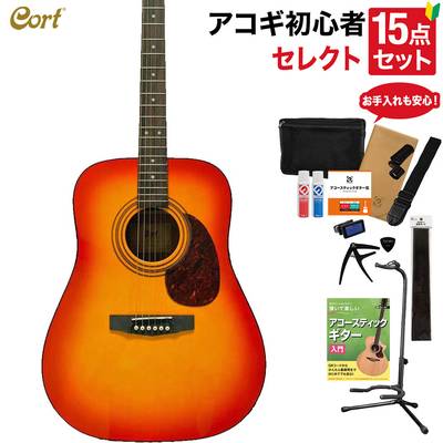 【数量限定特価】 Cort CAG-1D CAO アコースティックギター 教本・お手入れ用品付きセレクト15点セット 初心者セット コルト 