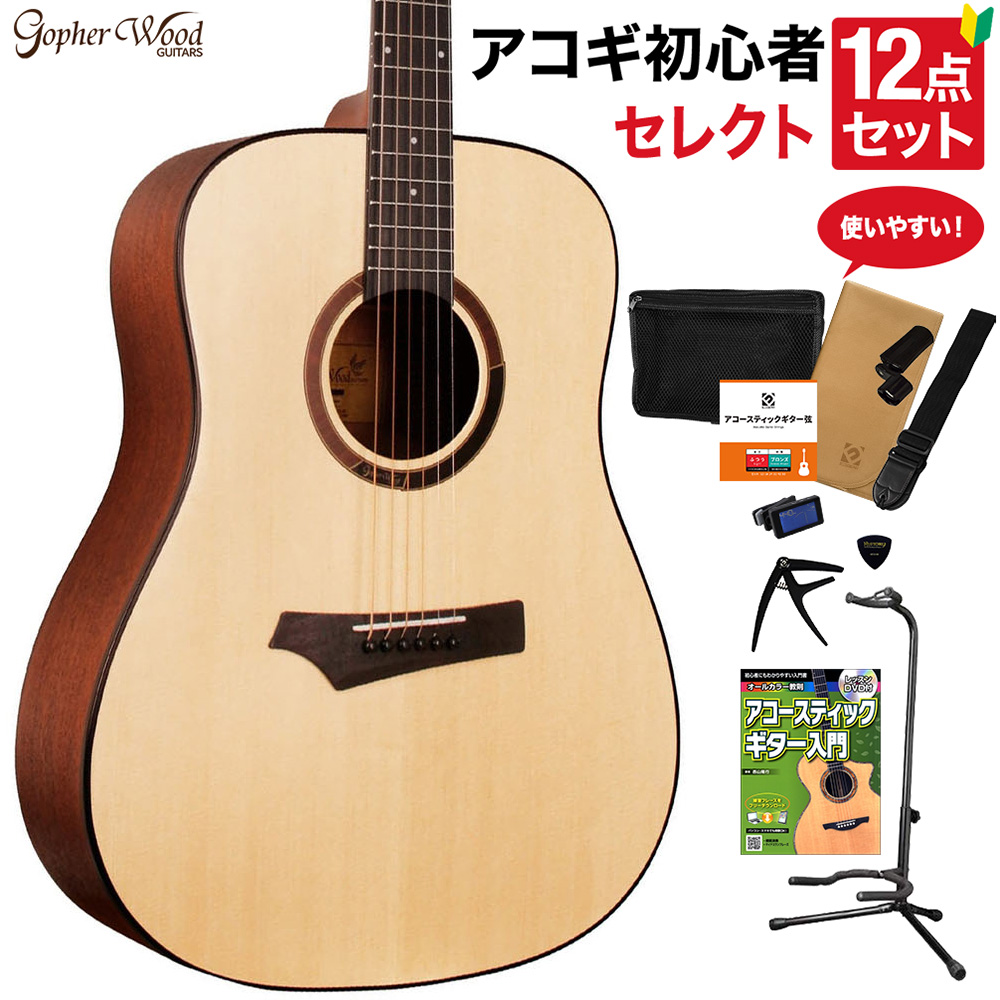 Gopher Wood Guitars i100 アコースティックギター 教本付き