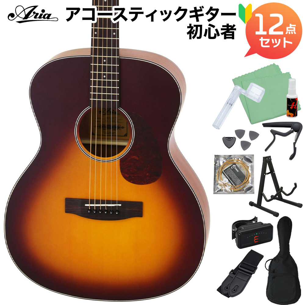 ARIA アリア Aria-101 MTTS アコースティックギター初心者セット12点セット マットタバコサンバースト 艶消し塗装