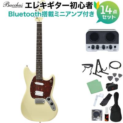 Bacchus BMS-SH/R/MH OWH エレキギター初心者14点セット 【Bluetooth搭載ミニアンプ付き】 バッカス 