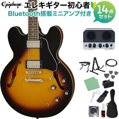 Epiphone ES-335 Vintage Sunburst エレキギター初心者14点セット 【Bluetooth搭載ミニアンプ付き】 セミアコギター ES エピフォン ES335