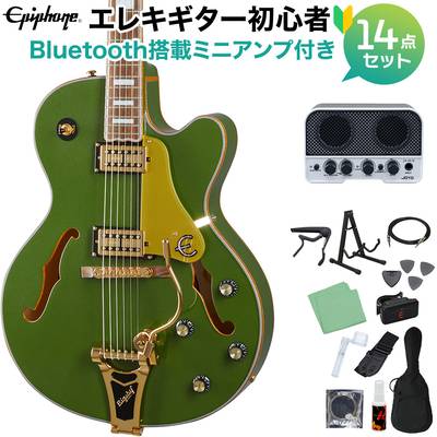 Epiphone Emperor Swingster Forest Green Metaric エレキギター初心者14点セット 【Bluetooth搭載ミニアンプ付き】 フルアコギター エピフォン 
