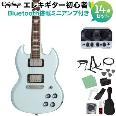 Epiphone Power Players SG Ice Blue エレキギター初心者14点セット 【Bluetooth搭載ミニアンプ付き】 7/8サイズ ミニギター エピフォン 