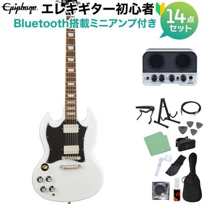 Epiphone SG Standard Left Handed Lefty Alpine White エレキギター初心者14点セット 【Bluetooth搭載ミニアンプ付き】 左利き用 レフティ エピフォン 