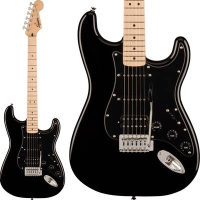 Squier by Fender SONIC STRATOCASTER HSS Maple Fingerboard Black Pickguard  Black ストラトキャスター ブラック 黒 エレキギター スクワイヤー / スクワイア ソニック