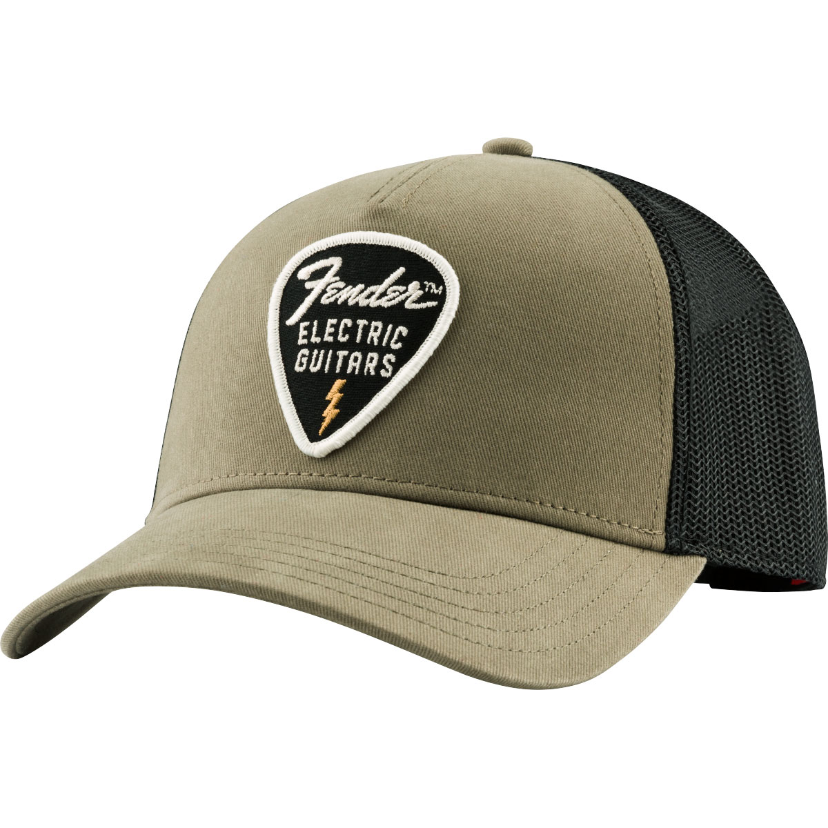 Fender Snap Back Pick Patch Hat Olive メッシュキャップ フェンダー