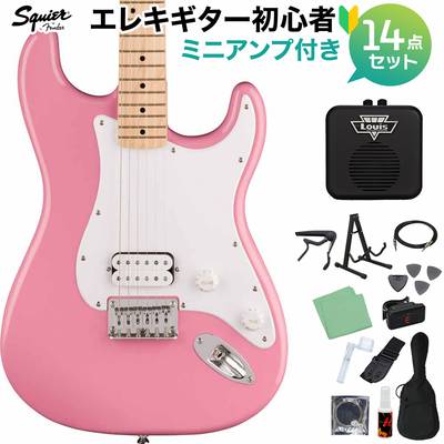 Squier by Fender SONIC STRATOCASTER HT Flash Pink エレキギター初心者14点セット【ミニアンプ付き】 ストラトキャスター ハードテイル 1PU スクワイヤー / スクワイア 