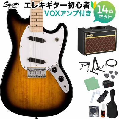 Squier by Fender SONIC MUSTANG 2-Color Sunburst エレキギター初心者14点セット【VOXアンプ付き】 ムスタング スクワイヤー / スクワイア 