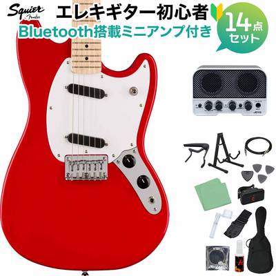 Squier by Fender SONIC MUSTANG Torino Red エレキギター初心者14点セット【Bluetooth搭載ミニアンプ付き】 ムスタング スクワイヤー / スクワイア 