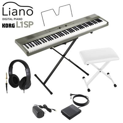 【8/25迄 ダストカバープレゼント！】 KORG L1SP MS メタリックシルバー キーボード 電子ピアノ 88鍵盤 L1SP ヘッドホン・Xイスセット コルグ Liano