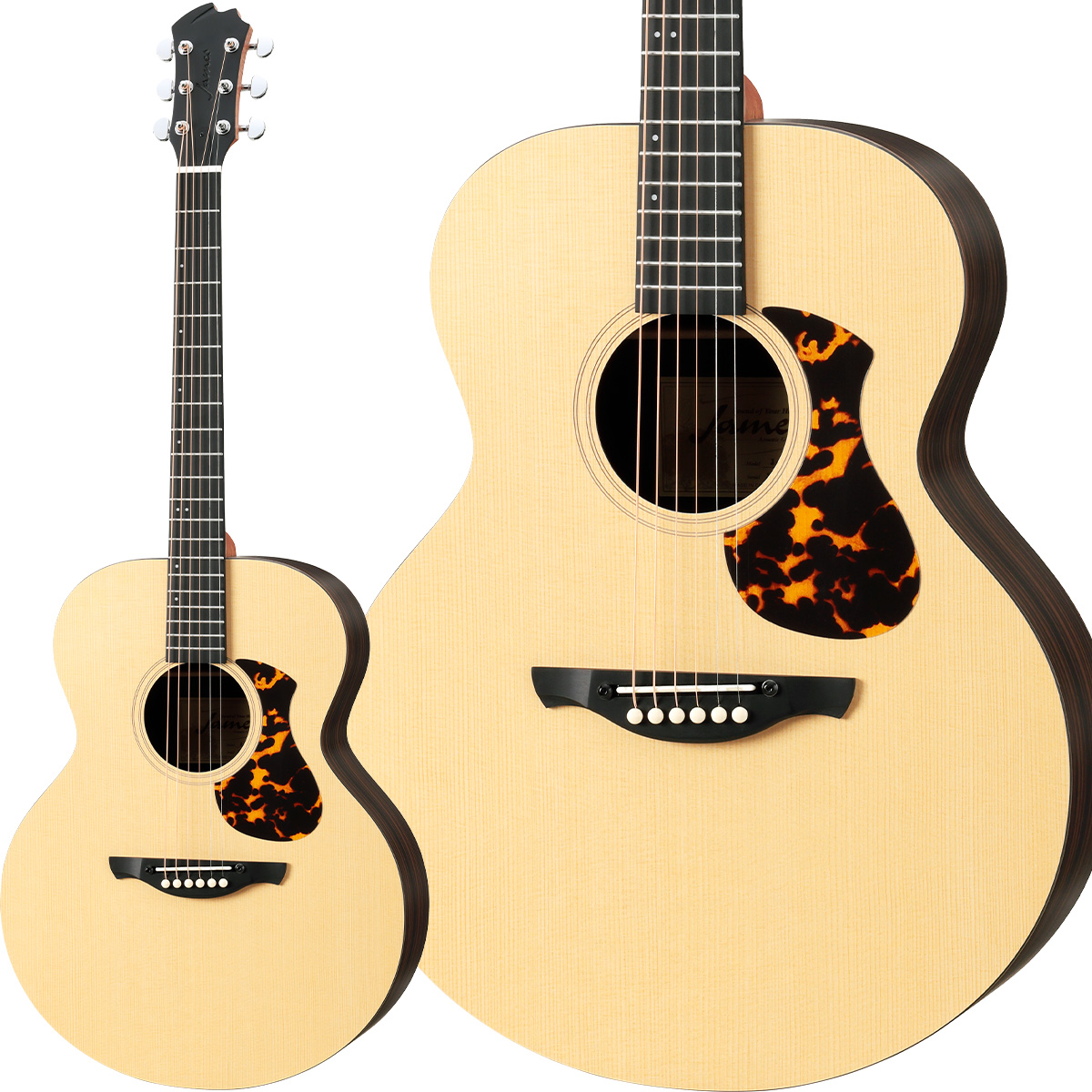 James J-1A アコースティックギター OOOサイズ 小ぶり アジャスタブルサドル 簡単弦高調整 バリが起きづらい ジェームス 