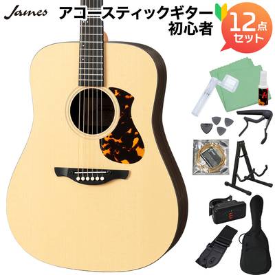 James J-1D アコースティックギター初心者12点セット アジャスタブルサドル 簡単弦高調整 ドレッドノート ジェームス 