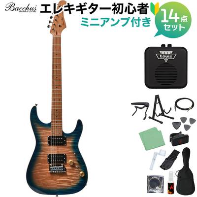 Bacchus IMP24 FMH-RSM/M N-BL-B エレキギター初心者14点セット 【ミニアンプ付き】 ストラトタイプ ユニバースシリーズ バッカス 