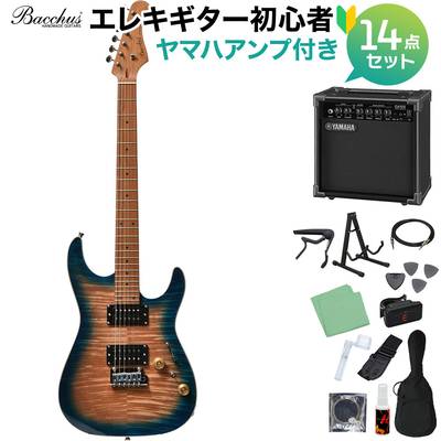 Bacchus IMP24 FMH-RSM/M N-BL-B エレキギター初心者14点セット 【ヤマハアンプ付き】 ストラトタイプ ユニバースシリーズ バッカス 