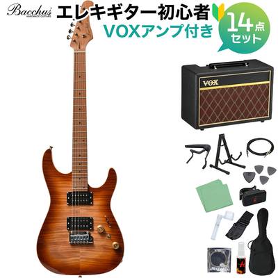 Bacchus IMP24 FMH-RSM/M N-BR-B エレキギター 初心者14点セット【VOXアンプ付き】 ストラトタイプ ユニバースシリーズ バッカス 