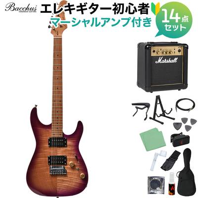 Bacchus IMP24 FMH-RSM/M N-MGT-B エレキギター初心者14点セット【マーシャルアンプ付き】 ストラトタイプ ユニバースシリーズ バッカス 