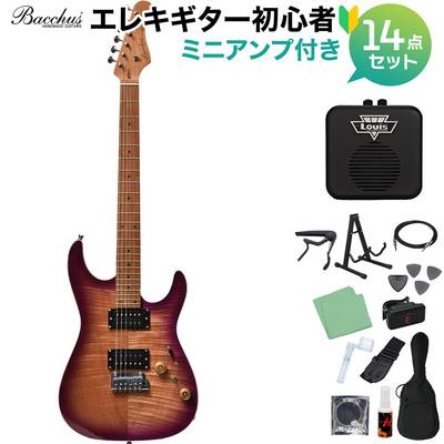 Bacchus IMP24 FMH-RSM/M N-MGT-B エレキギター初心者14点セット 【ミニアンプ付き】 ストラトタイプ ユニバースシリーズ バッカス 