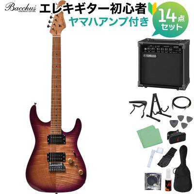 Bacchus IMP24 FMH-RSM/M N-MGT-B エレキギター初心者14点セット 【ヤマハアンプ付き】 ストラトタイプ ユニバースシリーズ バッカス 