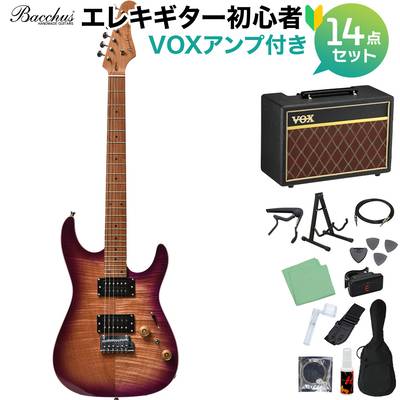 Bacchus IMP24 FMH-RSM/M N-MGT-B エレキギター 初心者14点セット【VOXアンプ付き】 ストラトタイプ ユニバースシリーズ バッカス 