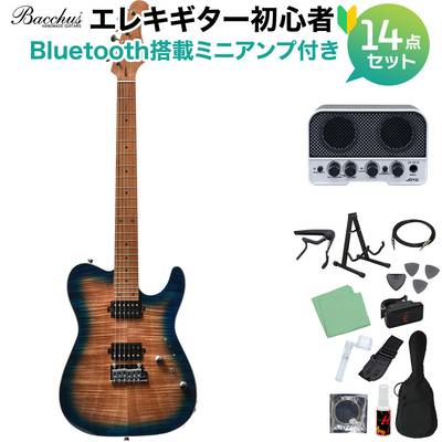 Bacchus TAC24 FMH-RSM/M N-BL-B エレキギター初心者14点セット 【Bluetooth搭載ミニアンプ付き】 テレキャスタイプ ユニバースシリーズ バッカス 