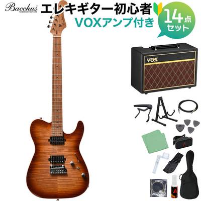 Bacchus TAC24 FMH-RSM/M N-BR-B エレキギター 初心者14点セット【VOXアンプ付き】 テレキャスタイプ ユニバースシリーズ バッカス 