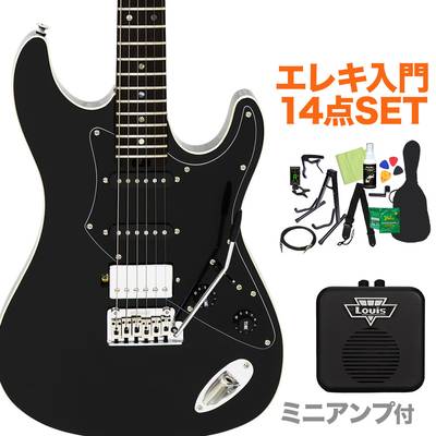 AriaProII 714-BLACK エレキギター初心者14点セット 【ミニアンプ付き