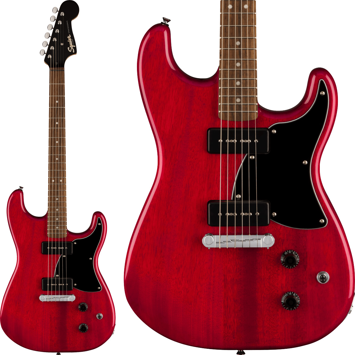 Squier by Fender Paranormal Strat-O-Sonic Crimson Red Transparent 