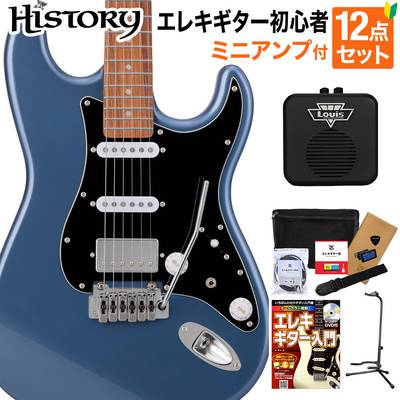 HISTORY HST/SSH-Performance Prussian Blue エレキギター初心者12点セット 【ミニアンプ付き】 ストラトキャスタータイプ ローステッドメイプル ブルー 青 ヒストリー 