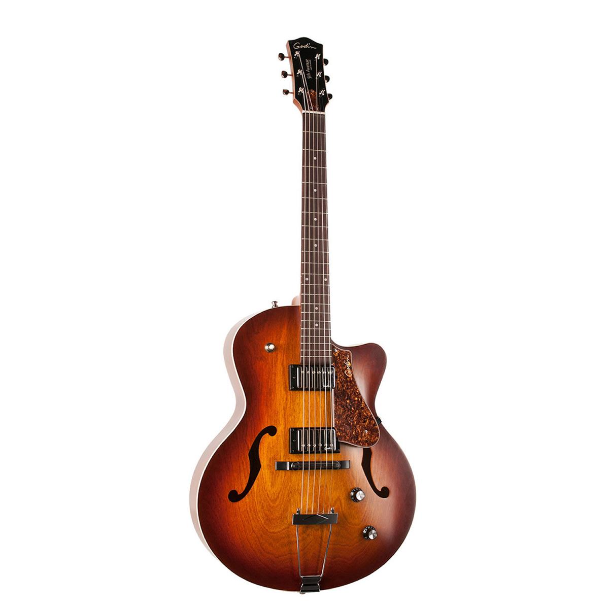 Godin 5th Avenue CW Kingpin II HB Cognac Burst フルアコギター