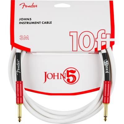 Fender John 5 Instrument Cable White and Red 10' ケーブル 約3ｍ John 5 Capsule Collection フェンダー 