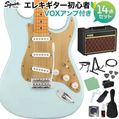Squier by Fender 40th Anniversary Stratocaster Vintage Edition Satin Sonic Blue エレキギター 初心者14点セット【VOXアンプ付き】 ストラトキャスター スクワイヤー / スクワイア 【数量限定】