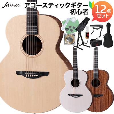 James J-300S アコースティックギター初心者12点セット トップ単板 簡単弦高調整 細いネック ジェームス 