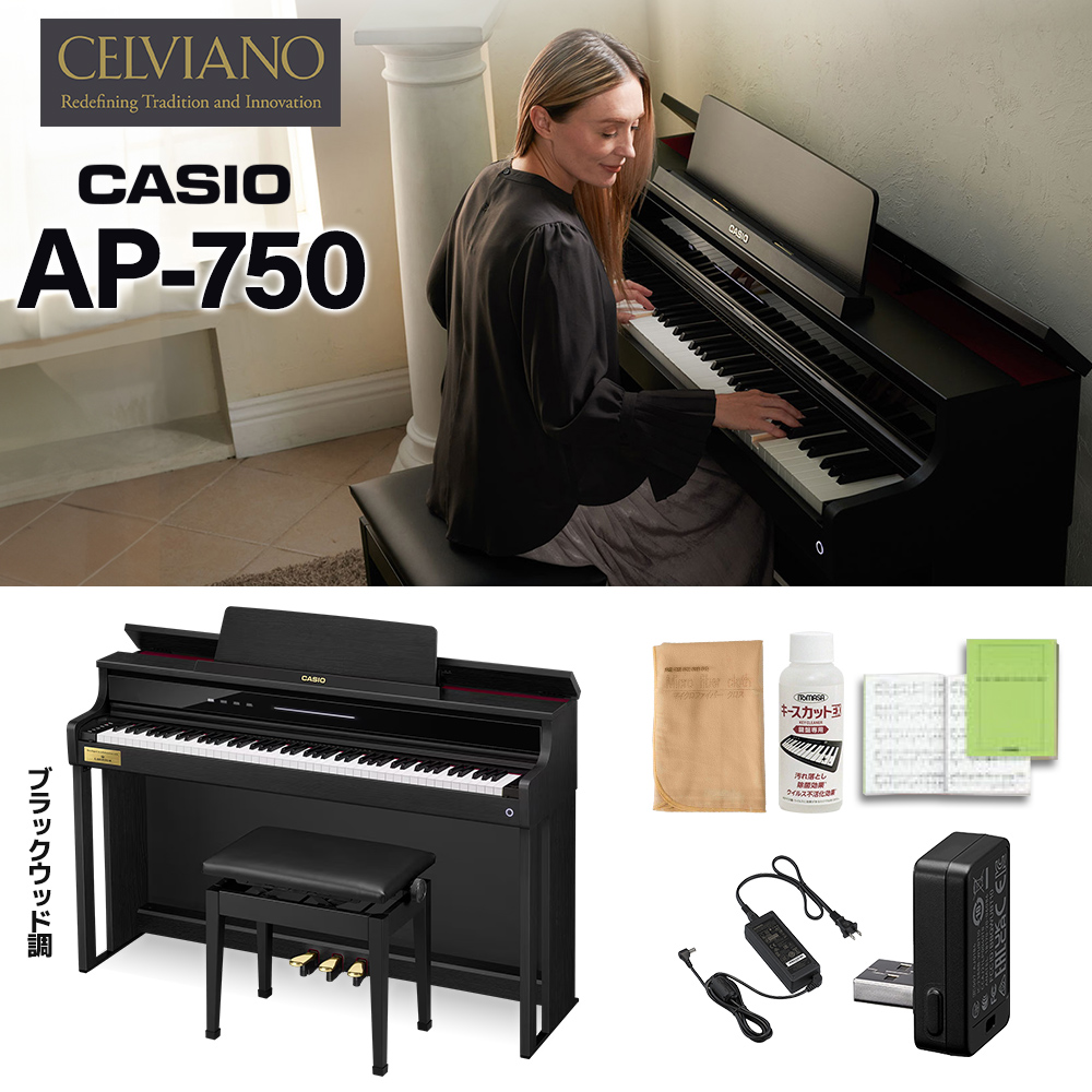 CASIO AP-750BK ブラックウッド調 電子ピアノ セルヴィアーノ 88鍵盤 カシオ 【配送設置無料】【代引不可】