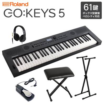 Roland GO:KEYS5 GT グラファイト ポータブルキーボード 61鍵盤 ヘッドホン・Xスタンド・Xイス・ダンパーペダルセット ローランド 
