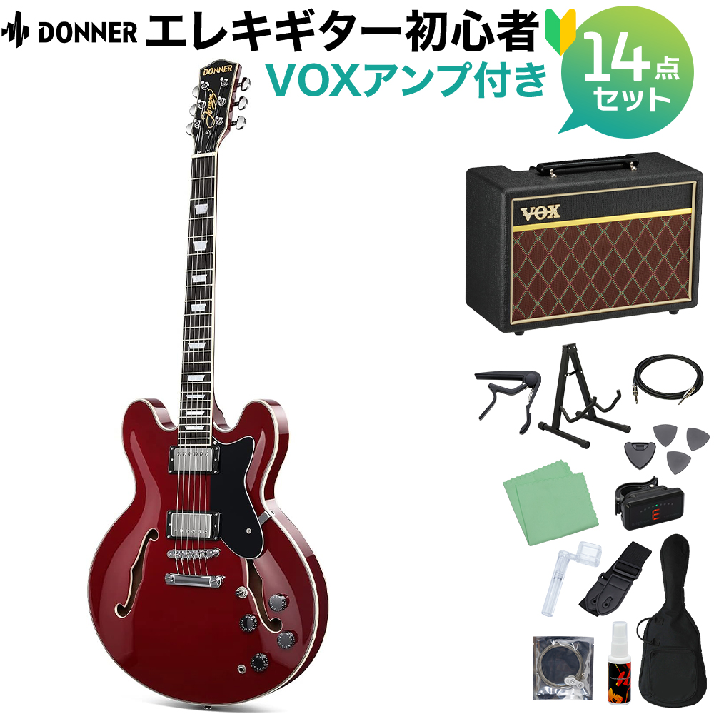 Donner DJP-1000 Burgundy Red エレキギター初心者14点セット 【VOX 