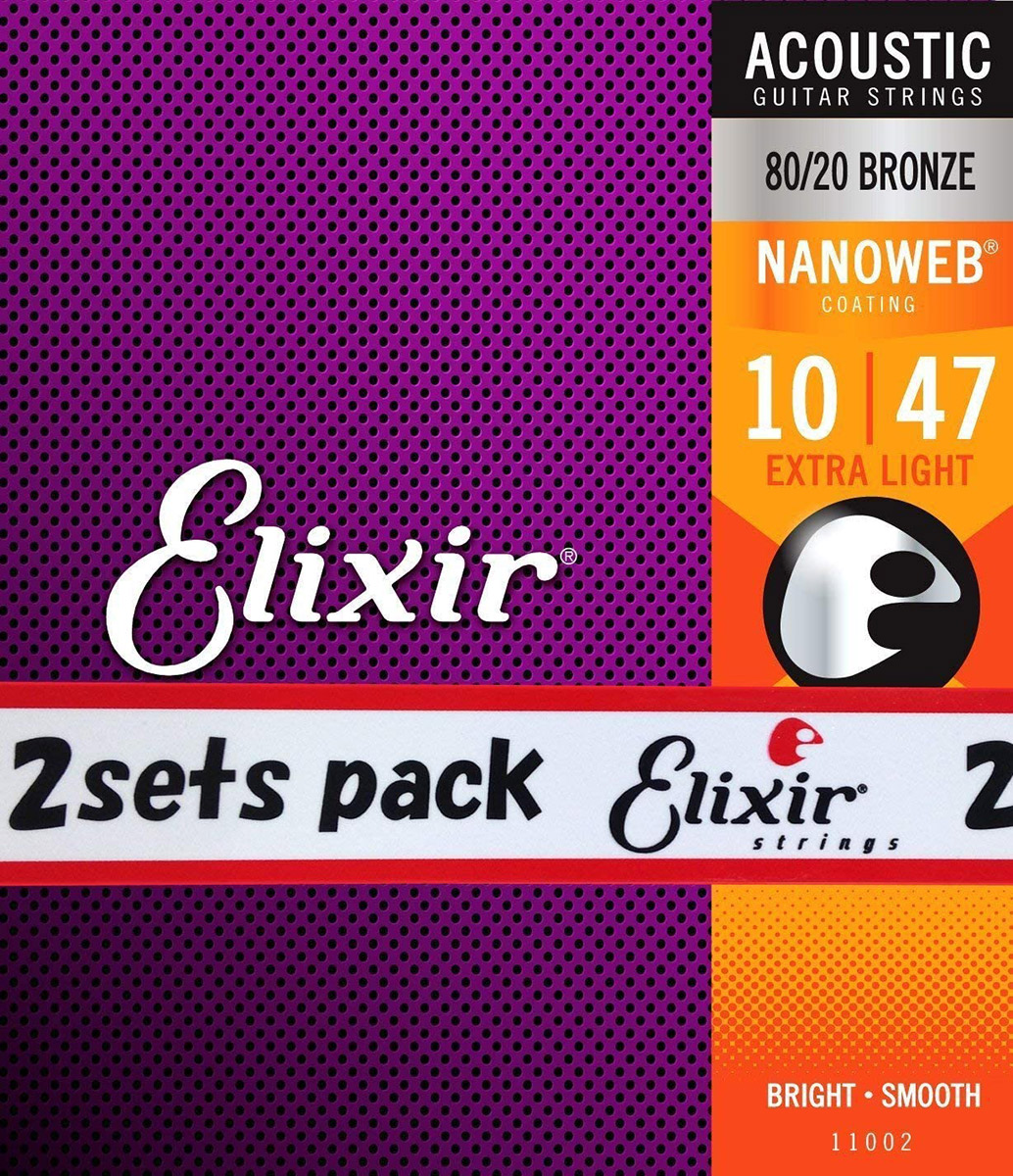Elixir NANOWEB 80/20ブロンズ 10-47 エクストラライト 2セット #11002 エリクサー アコースティックギター弦 お買い得な 2パック 島村楽器オンラインストア
