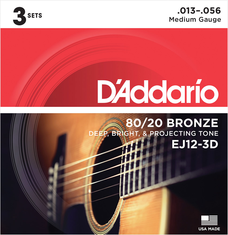D'Addario　アコースティックギター弦　13-56　ダダリオ　EJ12-3D　80/20ブロンズ　お買い得な3パック　ミディアム　3セット　島村楽器オンラインストア