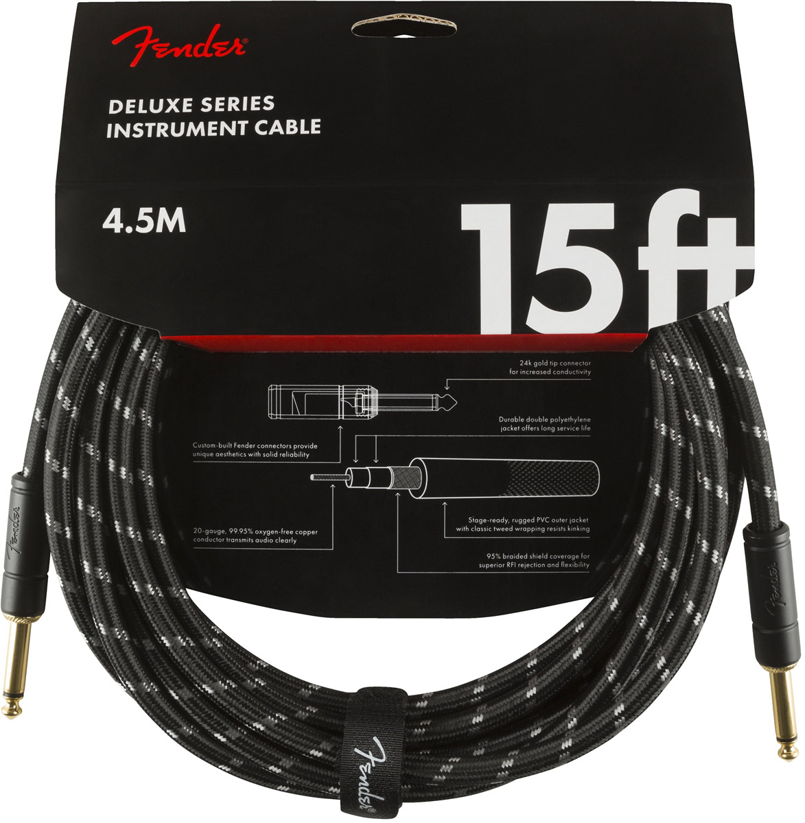 Fender シールド Deluxe Coil Cable, 30', Tweed - レコーディング、PA機材