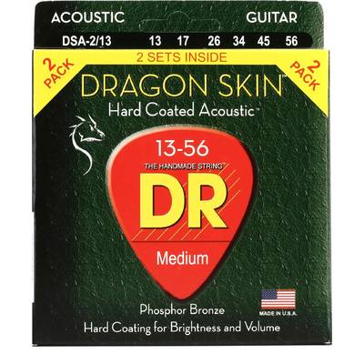 DR DSA-2/13 アコースティックギター弦 DRAGON SKIN K3コーティング Medium 2パックセット 013-056 