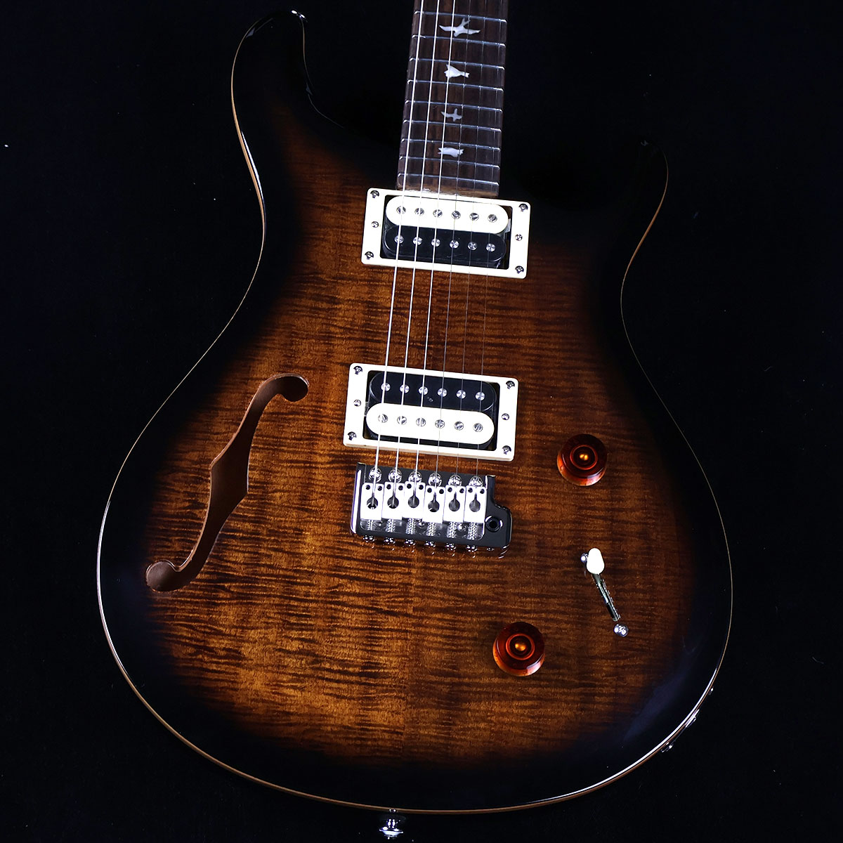 PRS SE Custom22 Semi Hollow Black Gold Burst エレキギター 【ポール